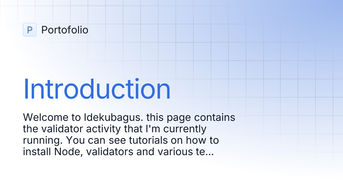 Introduction | Portofolio